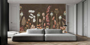 Brown Autumn Flowers Wall Mural